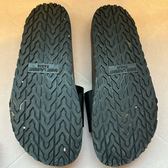 Saint Laurent YSL Black Leather Designer Luxury slides sz. 37.5. 100% Authentic - Picture 4 of 5